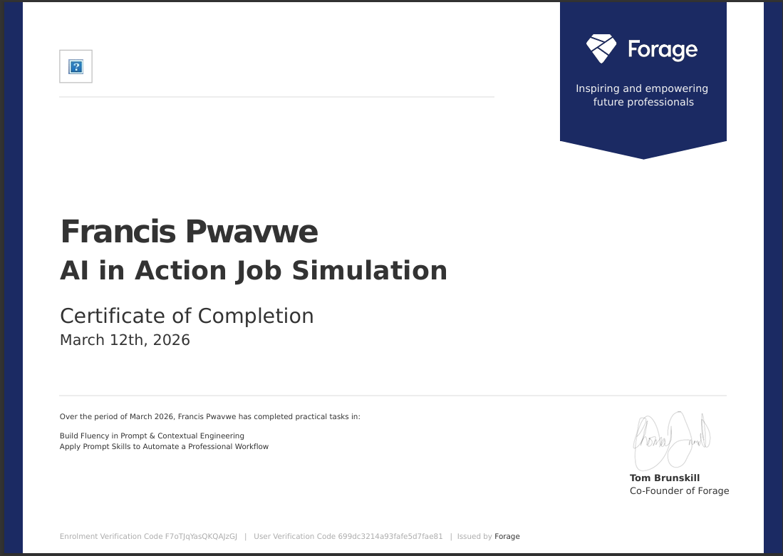 Vista Equity Partners AI in Action Job Simulation Certificate